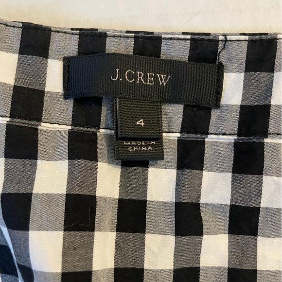 J.Crew black & white gingham check shirt sleeve v-neck blouse Size 4, - Picture 3 of 9